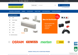Screenshot der Shop-Webseite von schalter-steckdosen-shop24.de