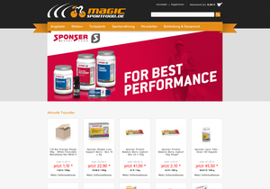 Screenshot der Shop-Webseite von Magic-Sportfood