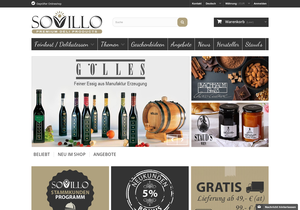 Screenshot der Shop-Webseite von sovillo.com