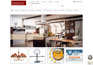 Screenshot der Shop-Webseite von Die Lichtexpertin