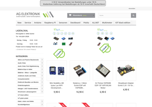 Screenshot der Shop-Webseite von AG Elektronik