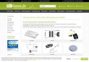 Screenshot der Shop-Webseite von LEDclusive.de