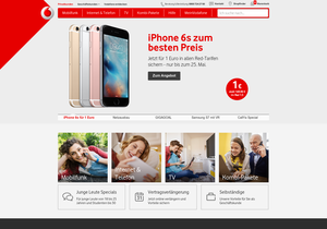 Screenshot der Shop-Webseite von Vodafone