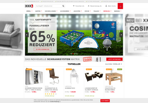 Screenshot der Shop-Webseite von xxxlshop.de