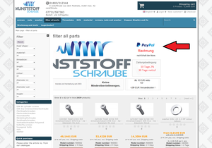 Screenshot der Shop-Webseite von Kunststoffschraube.de