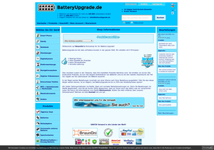 Screenshot der Shop-Webseite von BatteryUpgrade.de