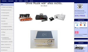 Screenshot der Shop-Webseite von TM Audio