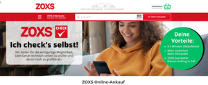 Screenshot der Shop-Webseite von ZOXS GmbH