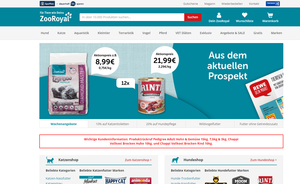 Screenshot der Shop-Webseite von ZooRoyal 