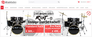 Screenshot der Shop-Webseite von drumladen