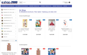 Screenshot der Shop-Webseite von e.shop 2000