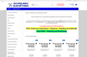 Screenshot der Shop-Webseite von Schrauben-Guenstiger