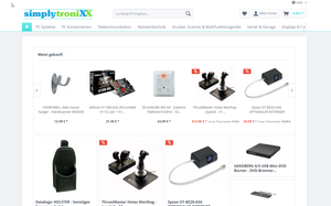 Screenshot der Shop-Webseite von simplytroniXX
