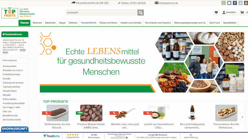 Screenshot der Shop-Webseite von Megerle Online GmbH