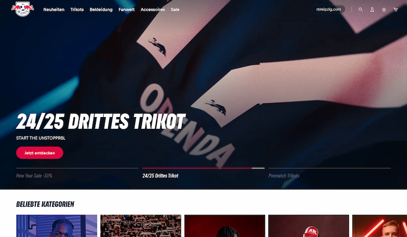 Screenshot der Shop-Webseite von redbullshop.com