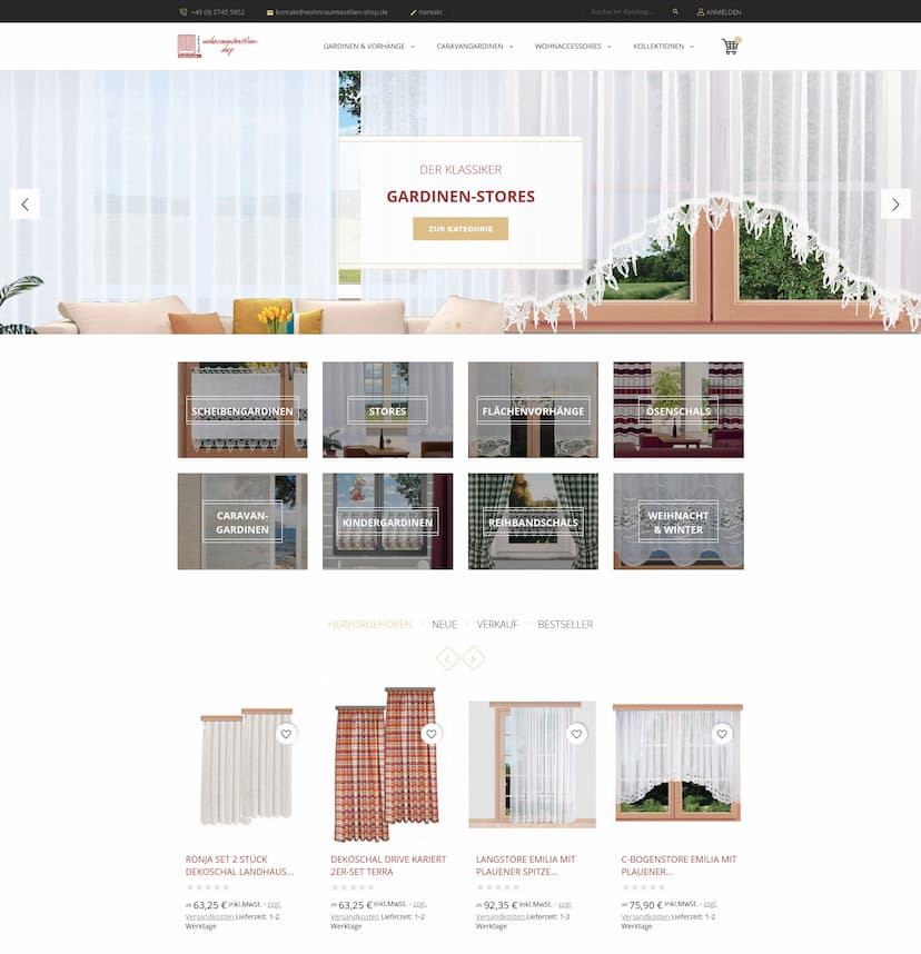 Screenshot der Shop-Webseite von wohnraumtextilien-shop.de