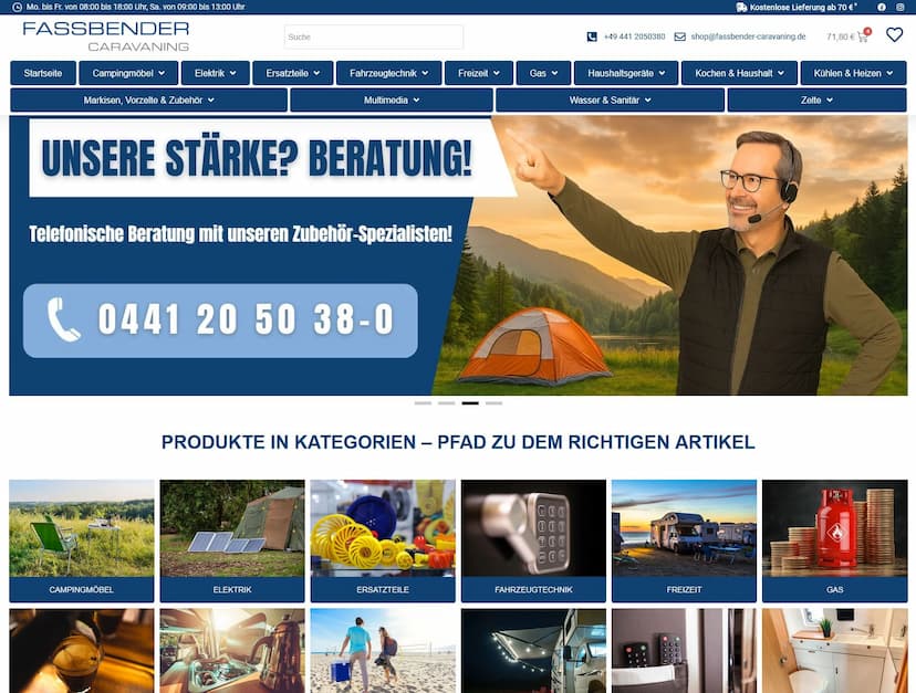 Screenshot der Shop-Webseite von shop-fassbender
