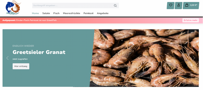 Screenshot der Shop-Webseite von GreetFish