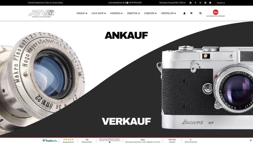 Screenshot der Shop-Webseite von jbvfoto.de