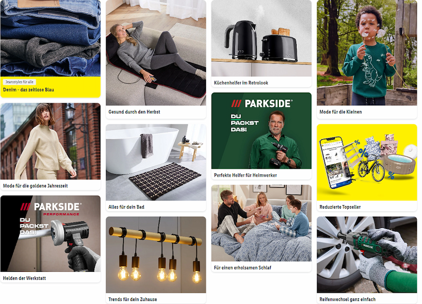 Screenshot der Shop-Webseite von Lidl Online-Shop